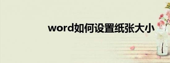 word如何设置纸张大小