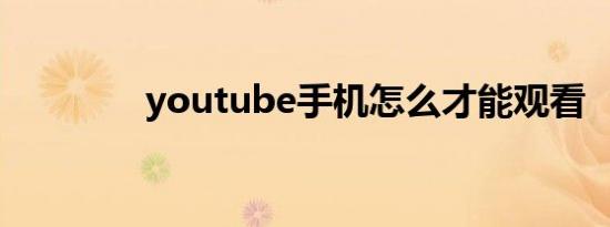 youtube手机怎么才能观看