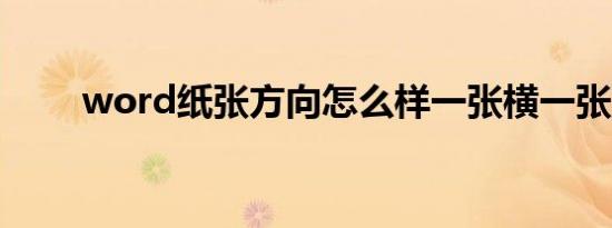 word纸张方向怎么样一张横一张竖