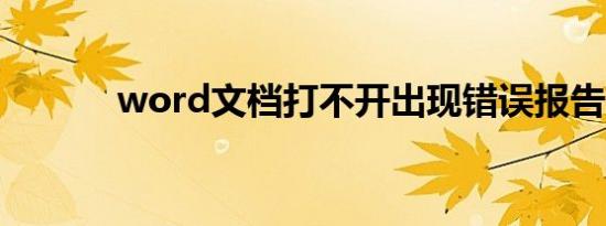 word文档打不开出现错误报告