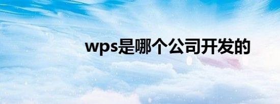 wps是哪个公司开发的