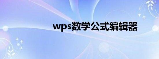 wps数学公式编辑器