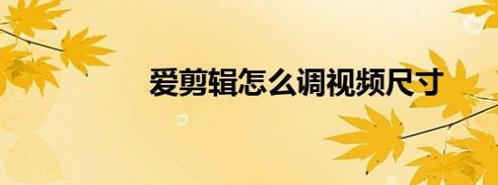 爱剪辑怎么调视频尺寸