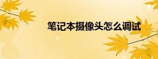 笔记本摄像头怎么调试