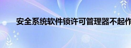 安全系统软件锁许可管理器不起作用