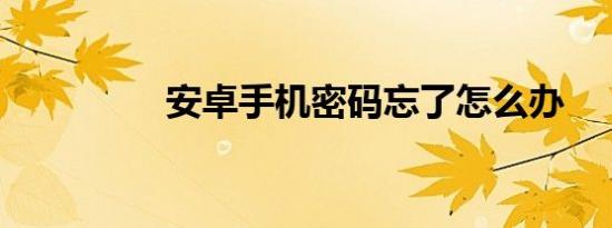 安卓手机密码忘了怎么办