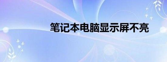 笔记本电脑显示屏不亮