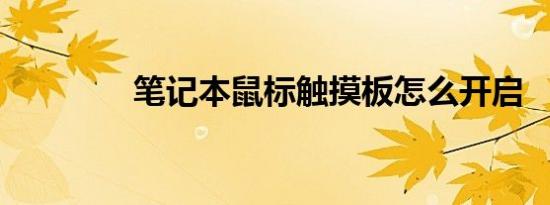 笔记本鼠标触摸板怎么开启