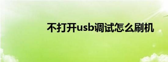 不打开usb调试怎么刷机