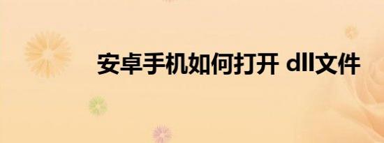 安卓手机如何打开 dll文件