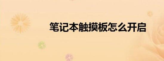 笔记本触摸板怎么开启