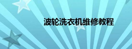波轮洗衣机维修教程