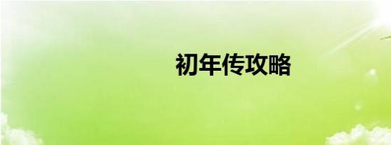 初年传攻略