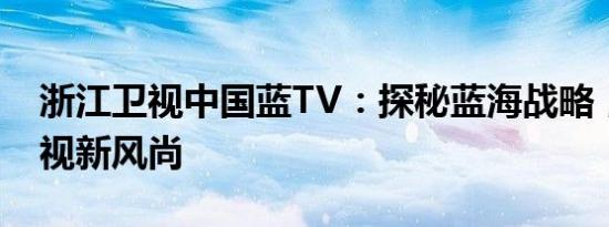 浙江卫视中国蓝TV：探秘蓝海战略，展现卫视新风尚