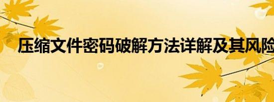 压缩文件密码破解方法详解及其风险警示