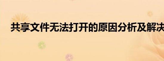共享文件无法打开的原因分析及解决方案
