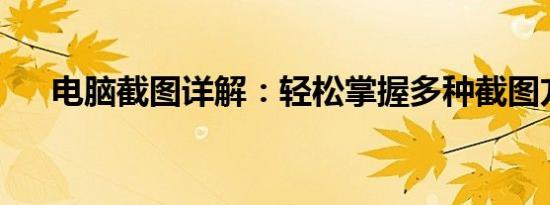 电脑截图详解：轻松掌握多种截图方法