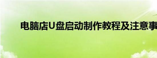 电脑店U盘启动制作教程及注意事项