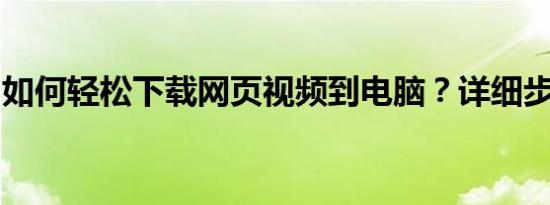 如何轻松下载网页视频到电脑？详细步骤教程