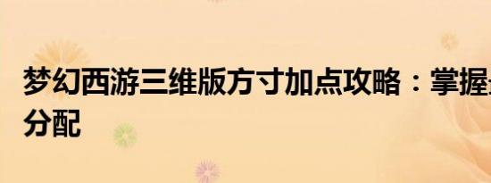 梦幻西游三维版方寸加点攻略：掌握最佳属性分配