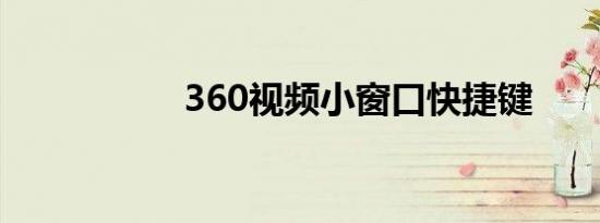 360视频小窗口快捷键