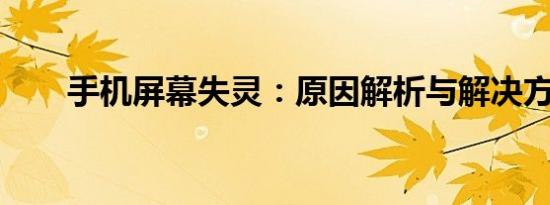 手机屏幕失灵：原因解析与解决方法