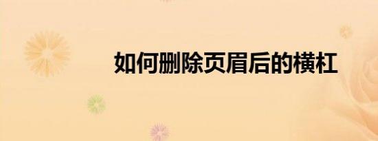 如何删除页眉后的横杠