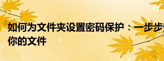 如何为文件夹设置密码保护：一步步安全加密你的文件