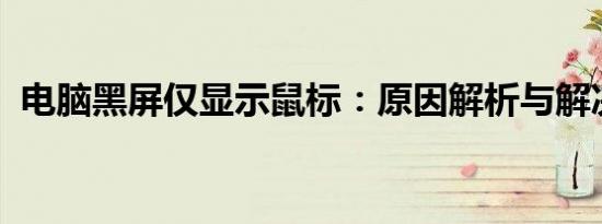 电脑黑屏仅显示鼠标：原因解析与解决方案