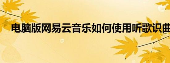 电脑版网易云音乐如何使用听歌识曲功能