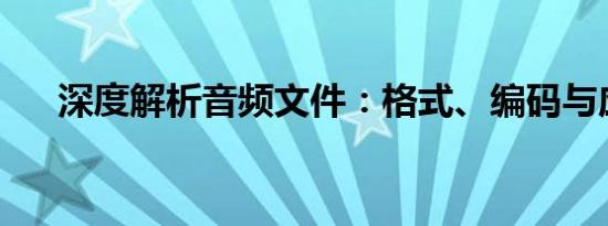 深度解析音频文件：格式、编码与应用