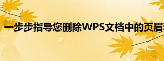 一步步指导您删除WPS文档中的页眉和页脚
