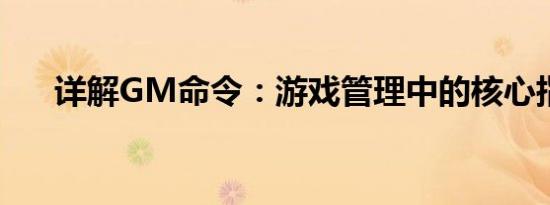 详解GM命令：游戏管理中的核心指令