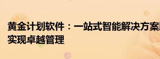 黄金计划软件：一站式智能解决方案助力企业实现卓越管理