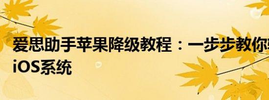 爱思助手苹果降级教程：一步步教你轻松降级iOS系统