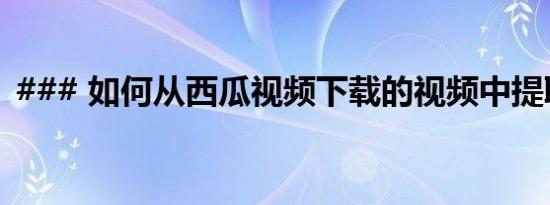 ### 如何从西瓜视频下载的视频中提取文件