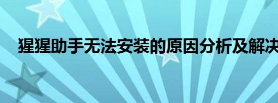 猩猩助手无法安装的原因分析及解决方案