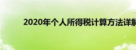 2020年个人所得税计算方法详解