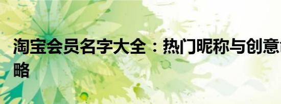 淘宝会员名字大全：热门昵称与创意命名全攻略