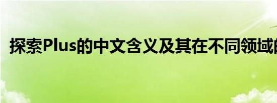 探索Plus的中文含义及其在不同领域的应用
