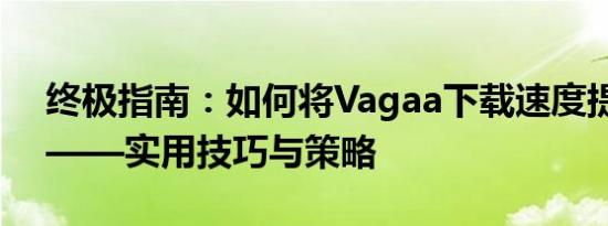 终极指南：如何将Vagaa下载速度提升五倍——实用技巧与策略