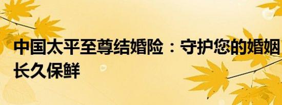 中国太平至尊结婚险：守护您的婚姻，让爱情长久保鲜