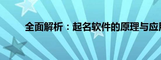 全面解析：起名软件的原理与应用