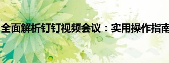 全面解析钉钉视频会议：实用操作指南与教程