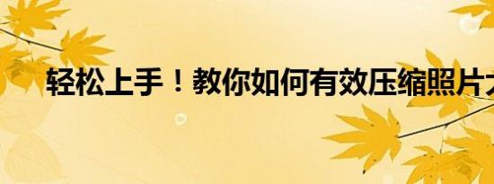 轻松上手！教你如何有效压缩照片大小
