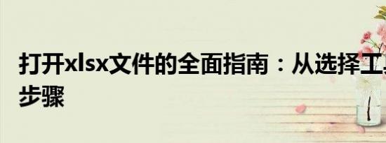 打开xlsx文件的全面指南：从选择工具到操作步骤