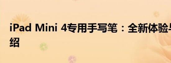 iPad Mini 4专用手写笔：全新体验与功能介绍