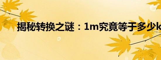 揭秘转换之谜：1m究竟等于多少kb？