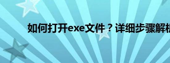 如何打开exe文件？详细步骤解析