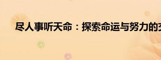 尽人事听天命：探索命运与努力的交织